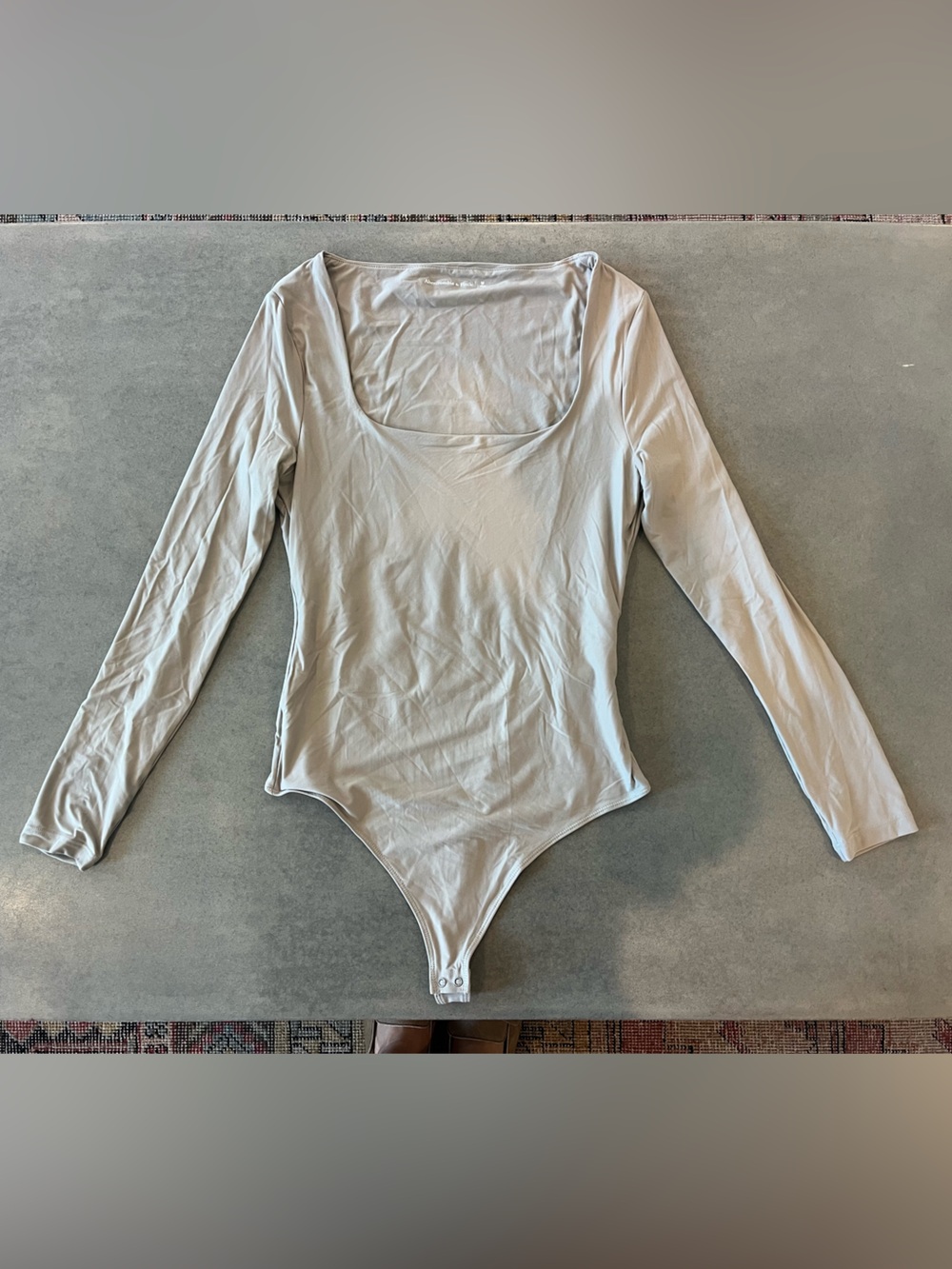 Abercrombie & Fitch - Long Sleeve Scoop Neck Bodysuit - Light Tan Color - Size M